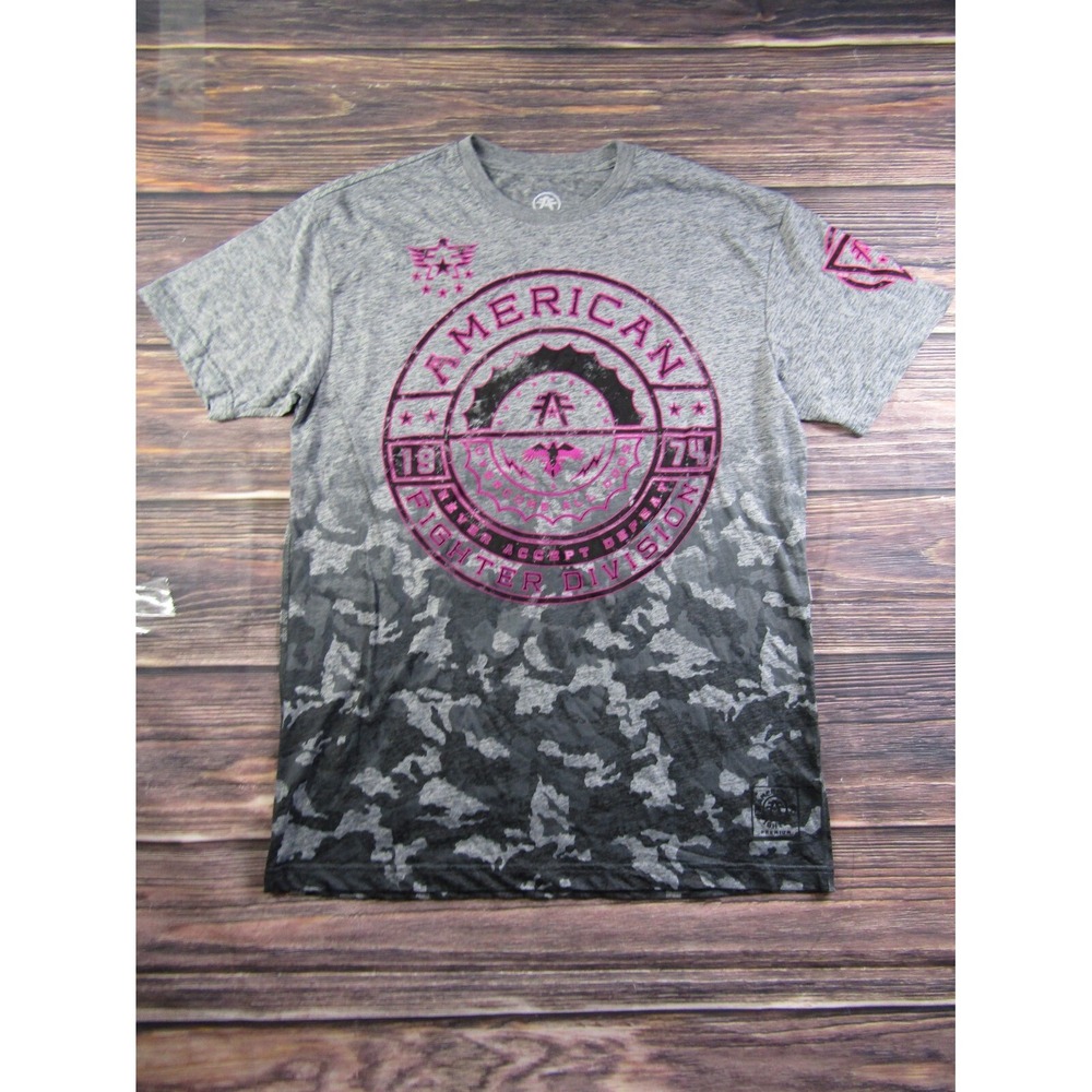 American Fighter T Shirt Men XL Gray Camo Graphic Short Sleeve HH83-33